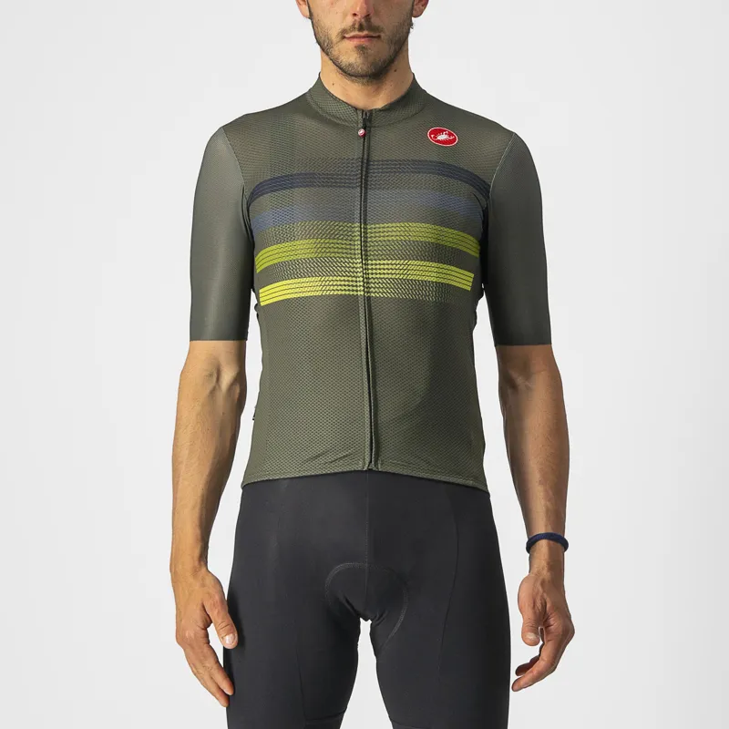 Castelli Endurance Pro Short Sleeve Jersey in Military Green/Blue/Sulphur